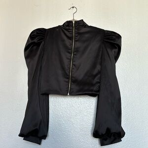 La’ Ros  SATIN PUFF SLEEVE JACKET sleeves and waves in size M